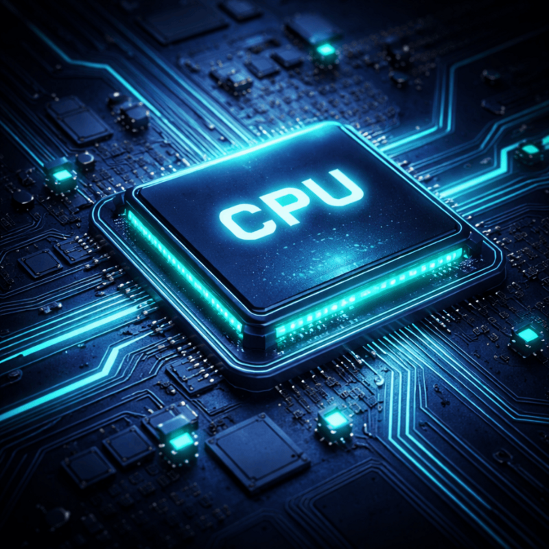 Grafik zum Thema CPU. Abstrakte Darstellung eines CPU.