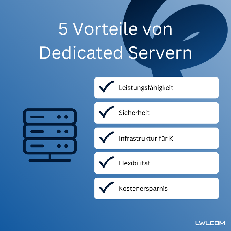 Grafik zum Thema 5 Vorteile von Dedicated Servern.